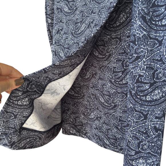 Michael Kors Blue + White Paisley Faux Wrap Skirt Size Large - Picture 4 of 7